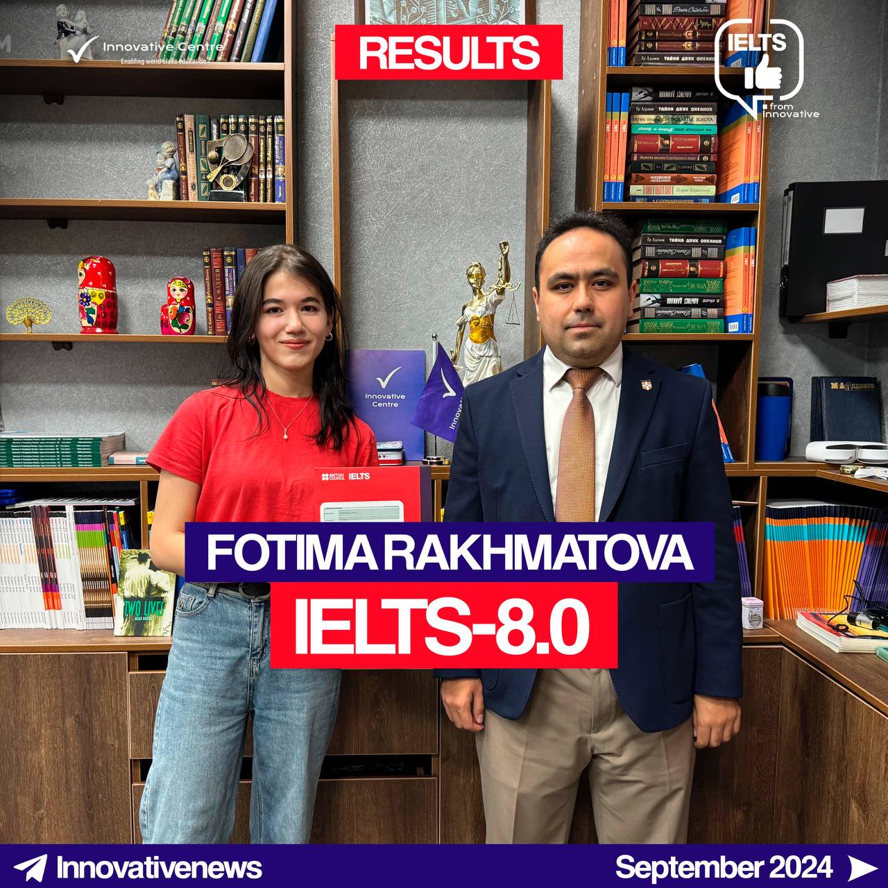 Fotima Rakhmatova IELTS 8.0 Result